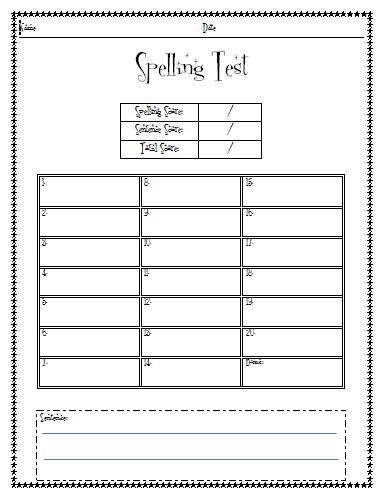 Printable spelling test lined paper free download